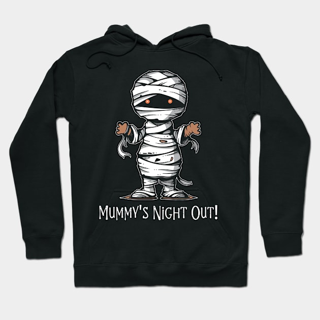 Mummy´s Night Out Halloween T-Shirt, Spooky Mummy Design, Scary Tee, Horror Top, Trick or Treat Apparel, Gift for Mom Hoodie by Indigo Lake